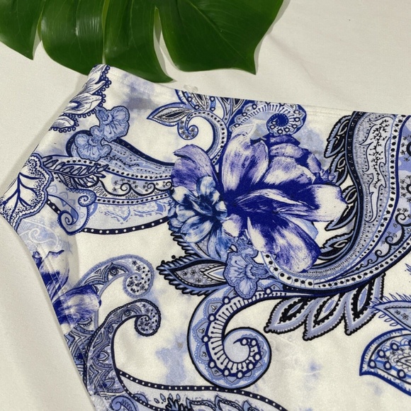 NEW RIVER ISLAND [ 10 US ] Floral High Waist Bikini‎ Bottoms In Blue - Picture 9 of 12